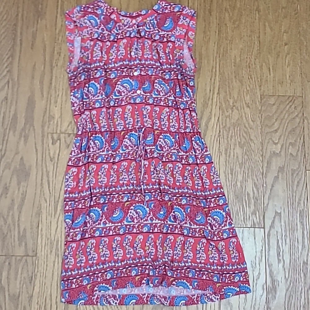 Loft Red Fan Floral Shirtdress Dress, size Medium - Picture 2 of 4